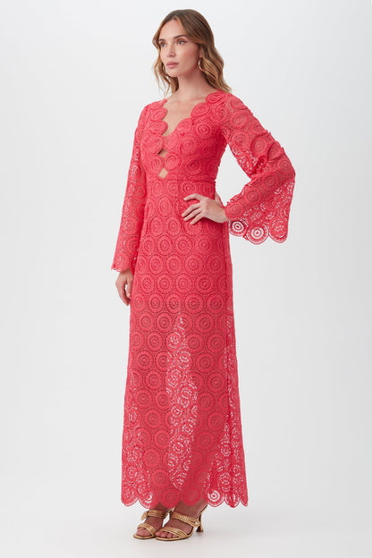 Trina Turk Pahala Long-Sleeve Lace Maxi Dress