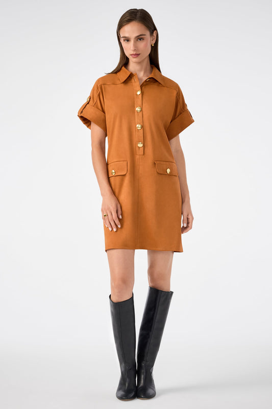 Trina Turk Sequoia Suede Mini Shirtdress