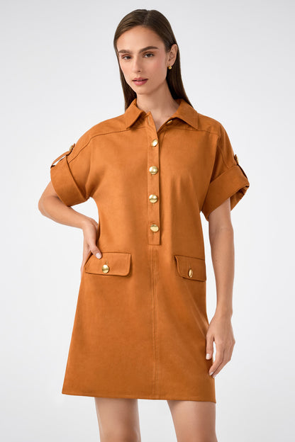 Trina Turk Sequoia Suede Mini Shirtdress
