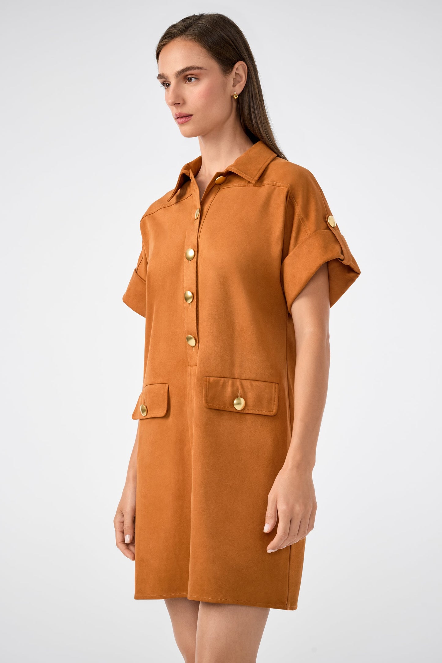 Trina Turk Sequoia Suede Mini Shirtdress