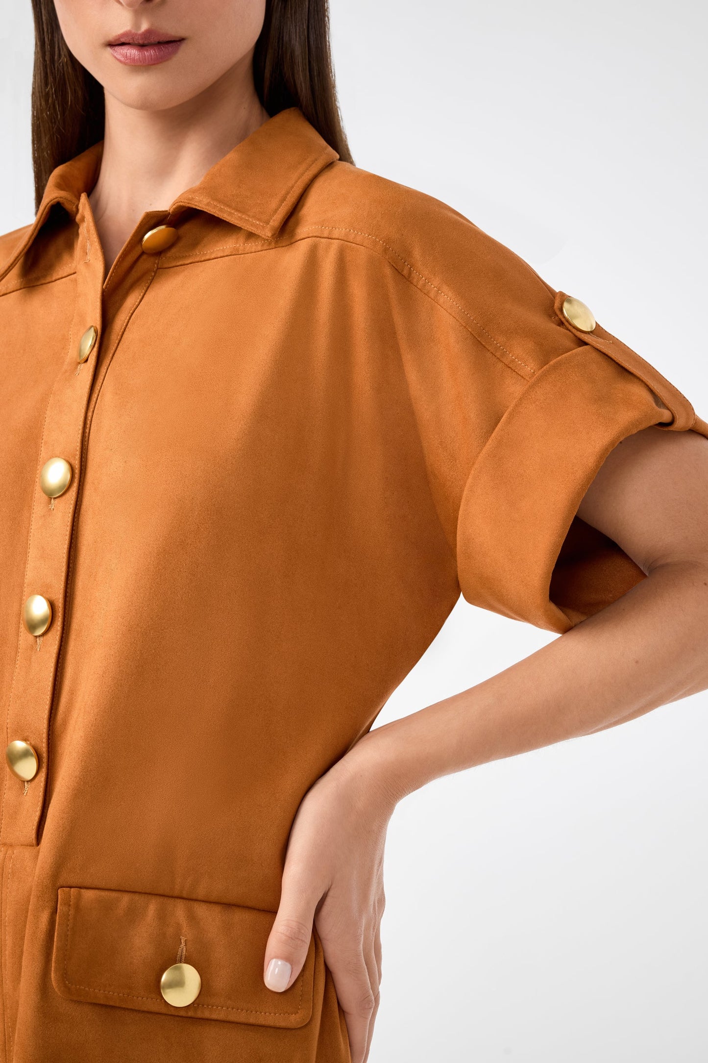 Trina Turk Sequoia Suede Mini Shirtdress