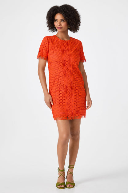 Trina Turk Kimasu Short-Sleeve Lace Mini Dress