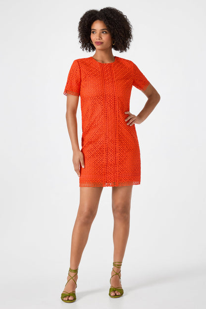 Trina Turk Kimasu Short-Sleeve Lace Mini Dress