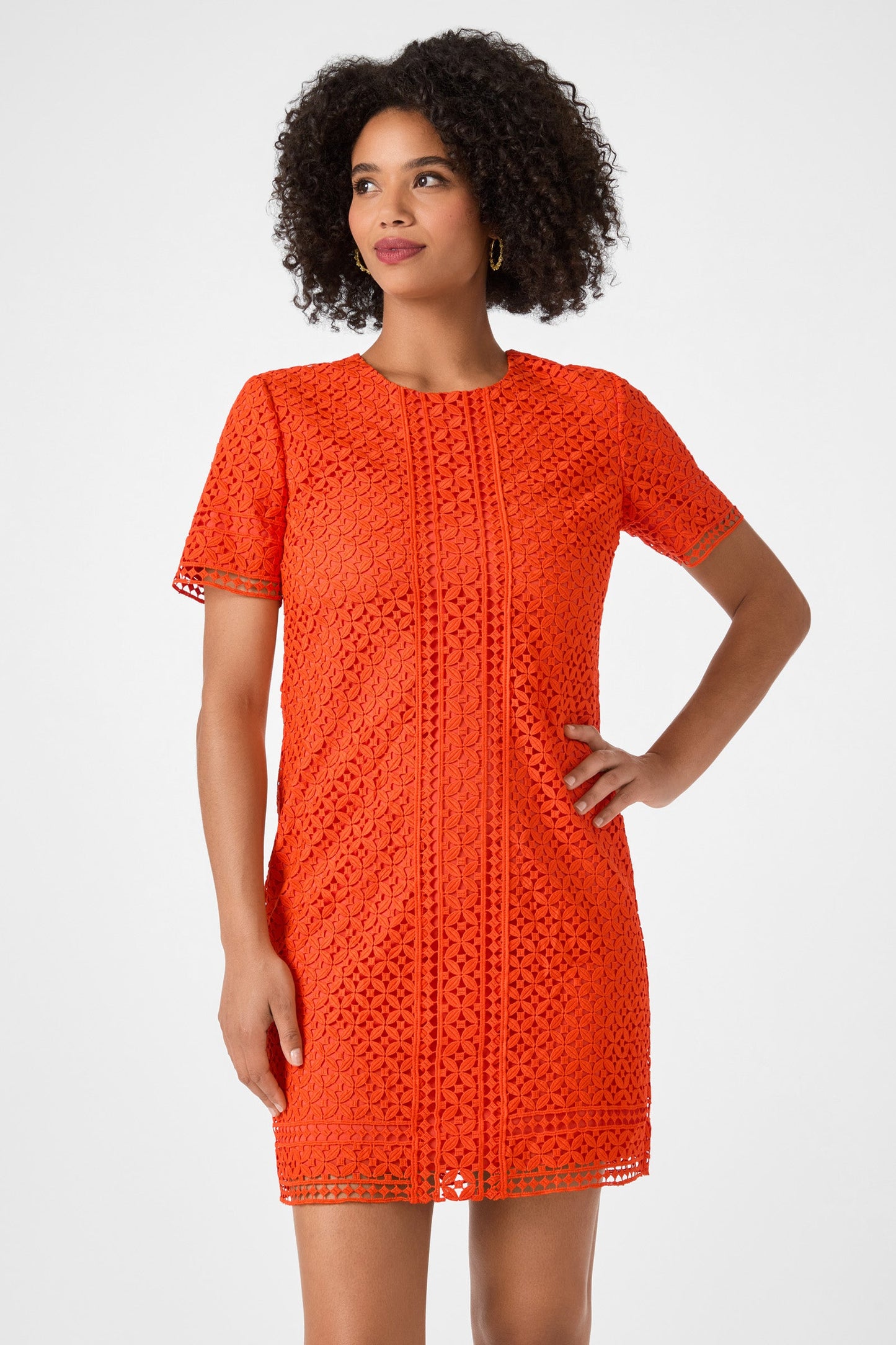 Trina Turk Kimasu Short-Sleeve Lace Mini Dress