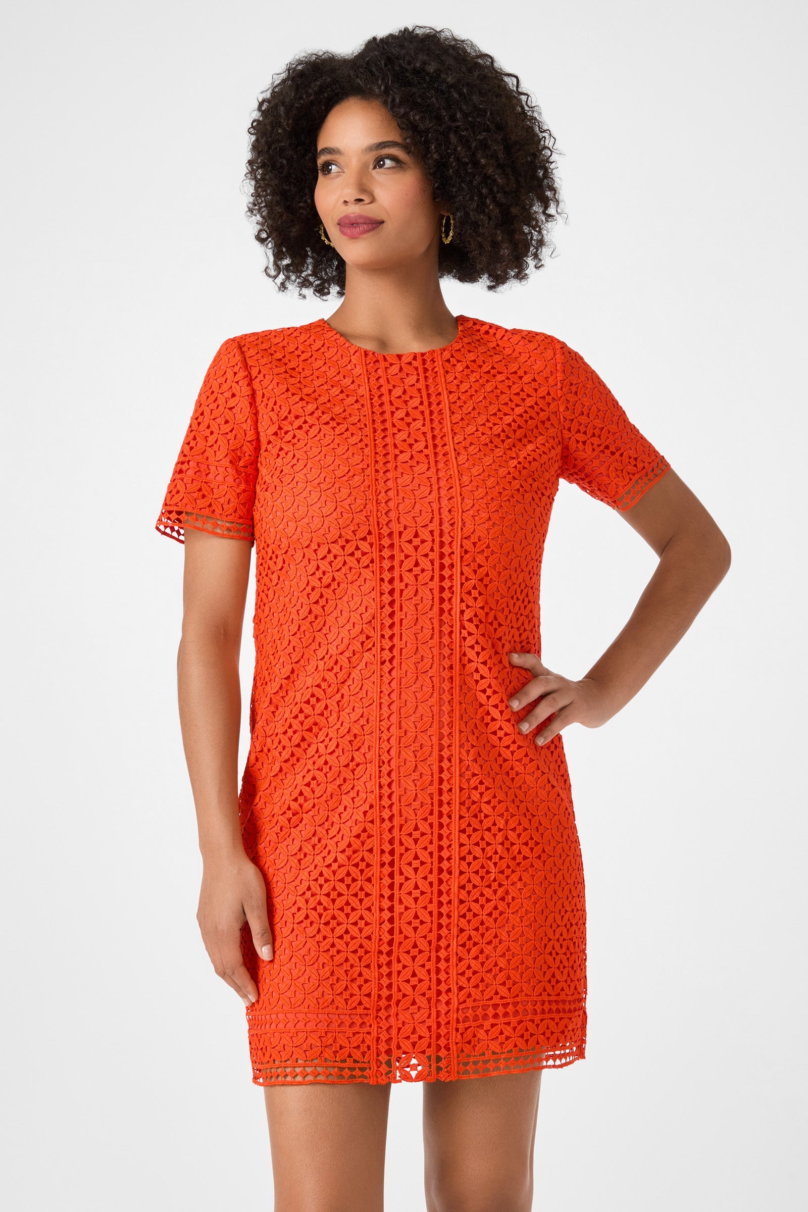 Trina Turk Kimasu Short-Sleeve Lace Mini Dress