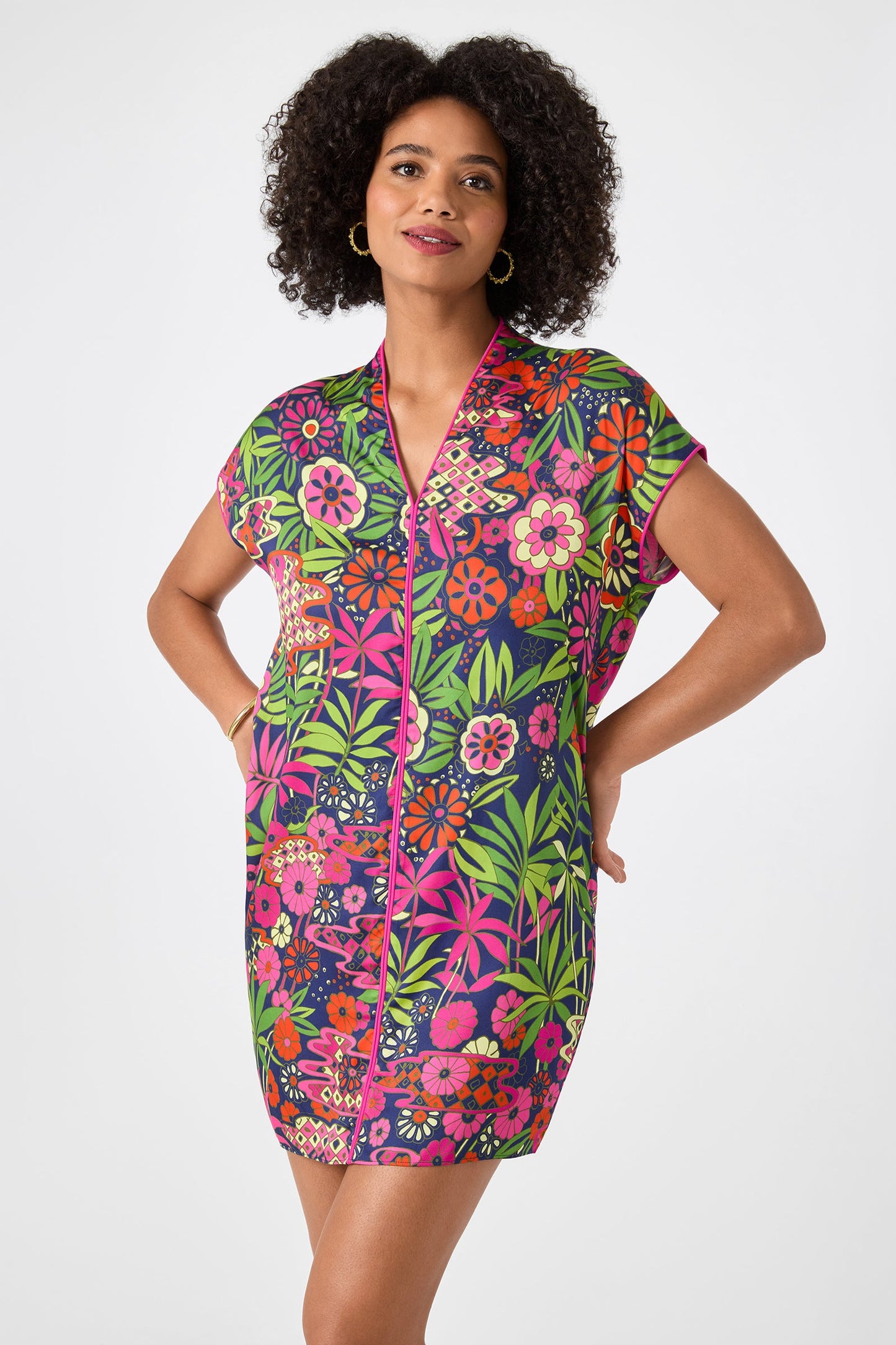 Trina Turk Tarashi Short-Sleeve Mini Dress - Fumi Floral