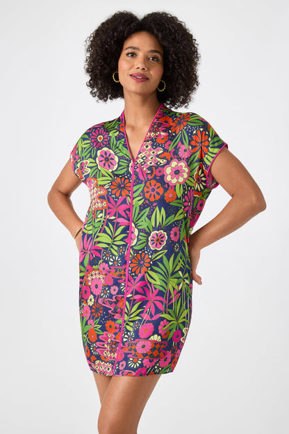 Trina Turk Tarashi Short-Sleeve Mini Dress - Fumi Floral