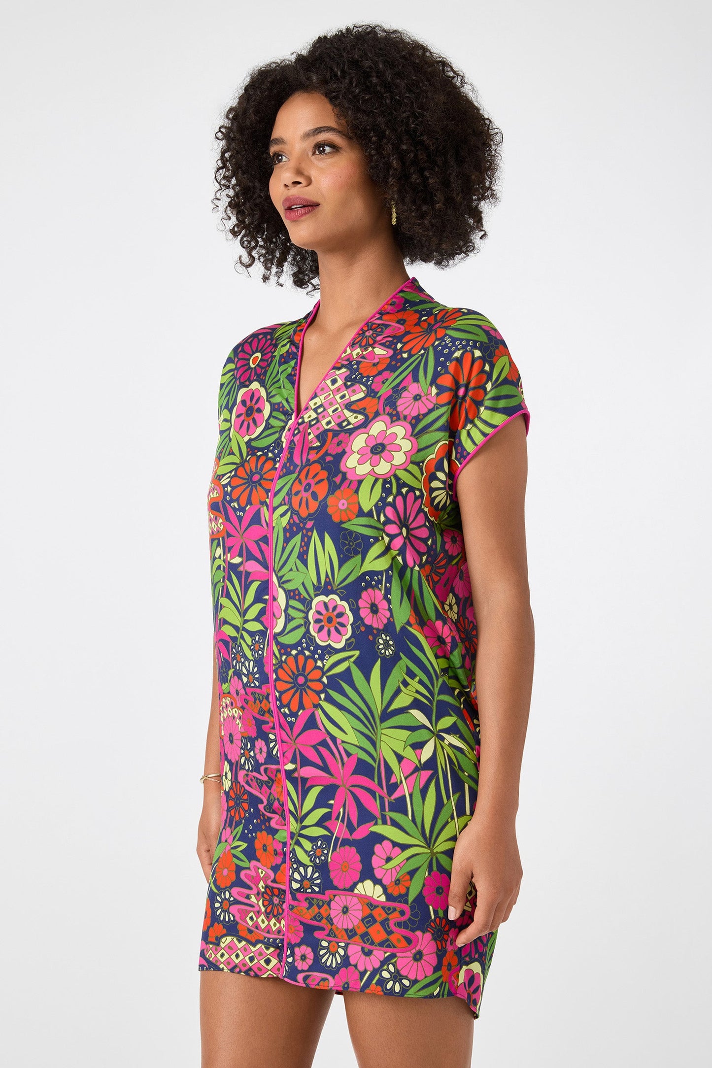 Trina Turk Tarashi Short-Sleeve Mini Dress - Fumi Floral