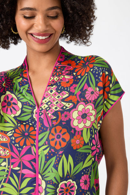 Trina Turk Tarashi Short-Sleeve Mini Dress - Fumi Floral