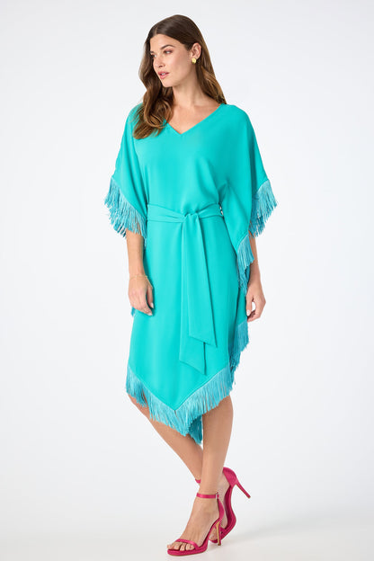 Trina Turk Toulouse Short-Sleeve Fringe Dress