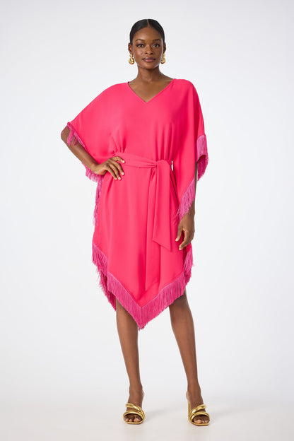 Trina Turk Toulouse Short-Sleeve Fringe Dress