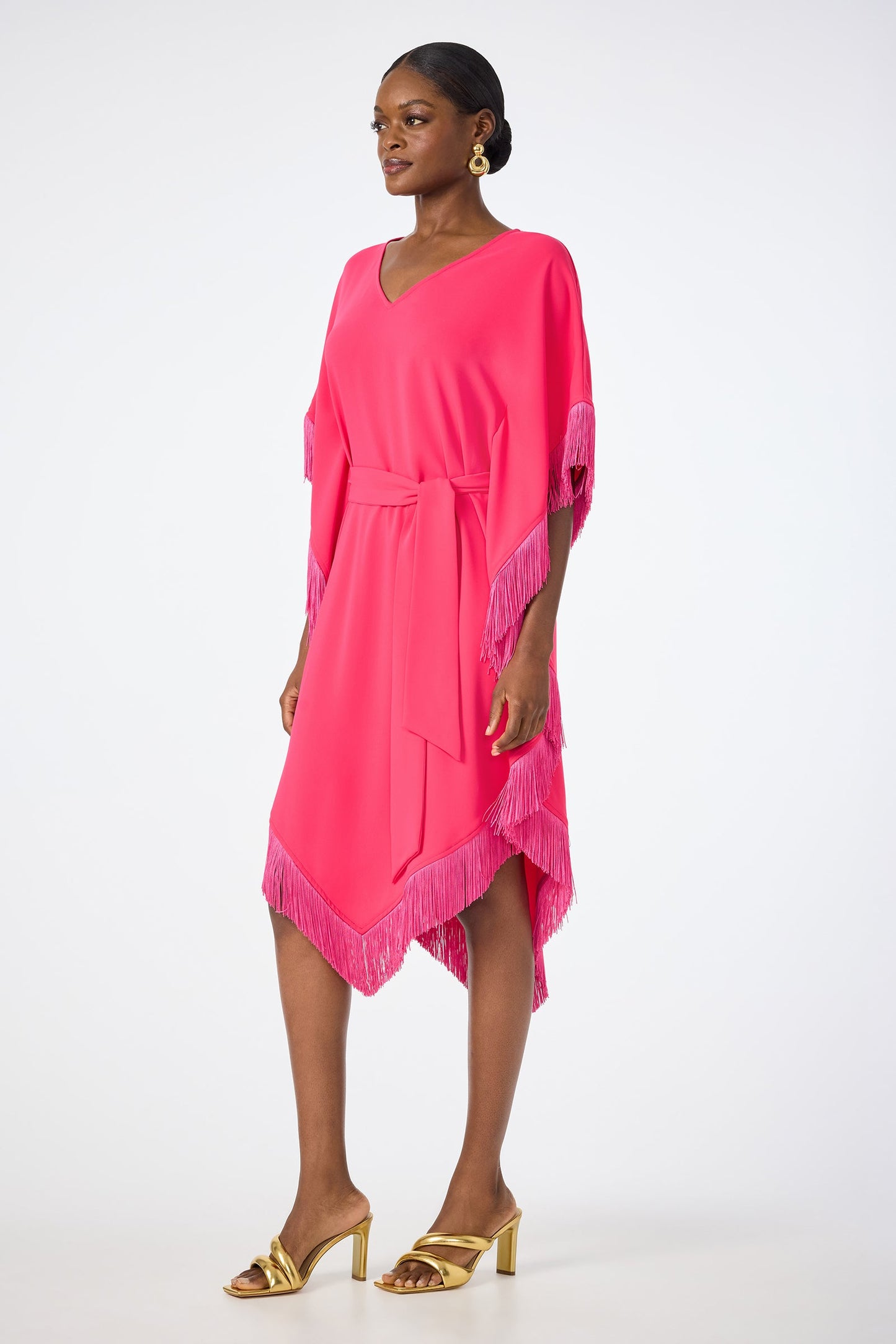 Trina Turk Toulouse Short-Sleeve Fringe Dress