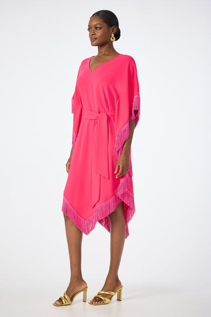 Trina Turk Toulouse Short-Sleeve Fringe Dress