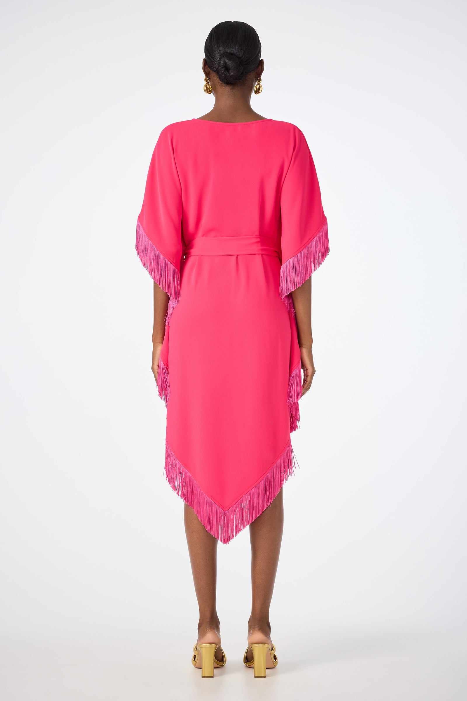 Trina Turk Toulouse Short-Sleeve Fringe Dress
