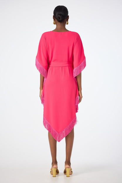 Trina Turk Toulouse Short-Sleeve Fringe Dress