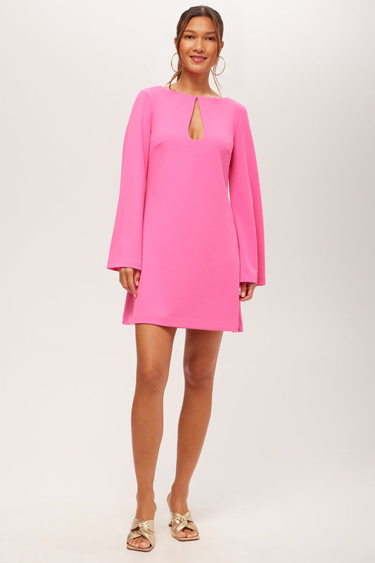 Trina Turk Singles Long-Sleeve Keyhole Dress - Crepe Knit