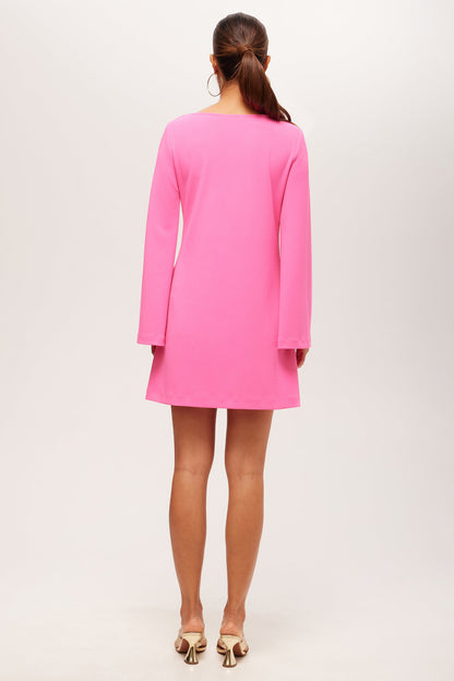 Trina Turk Singles Long-Sleeve Keyhole Dress - Crepe Knit
