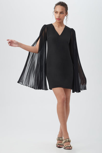 Trina Turk Celestina Crepe Knit Sheath Dress with Long Sheer Split Sleeves
