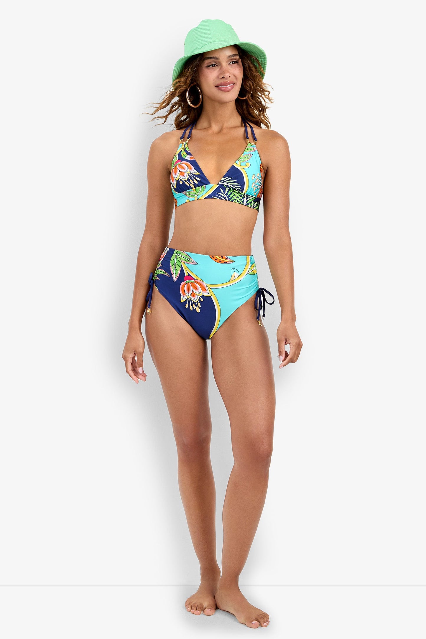 Trina Turk FLAMINGO BANDED HALTER TOP