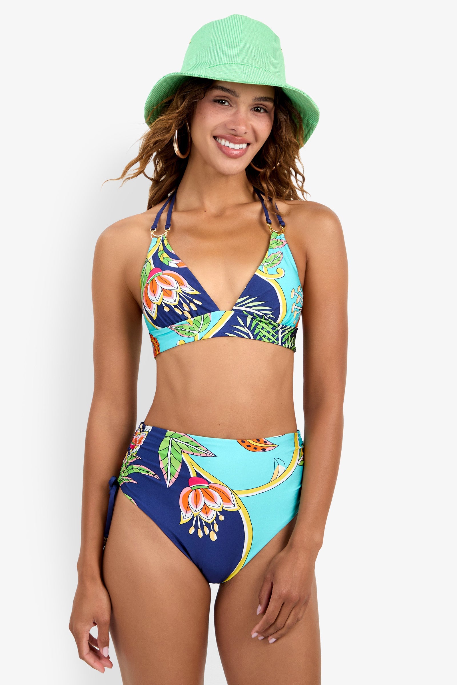 Trina Turk FLAMINGO BANDED HALTER TOP