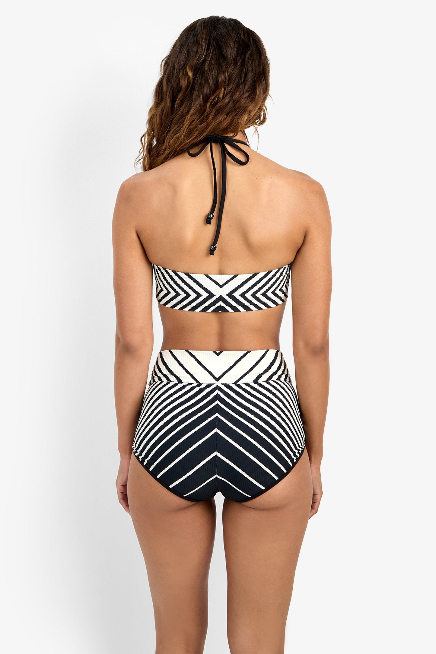 Trina Turk Net Stripe High Neck Bikini Top