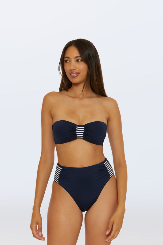Trina Turk Monaco Pleated Tab Bandeau Swim Top
