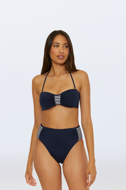 Trina Turk Monaco Pleated Tab Bandeau Swim Top