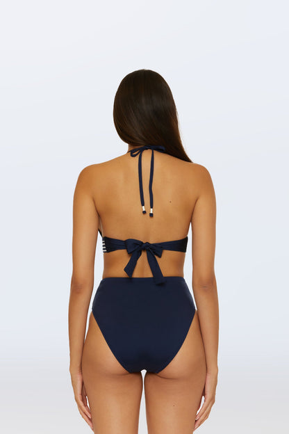 Trina Turk Monaco Pleated Tab Bandeau Swim Top