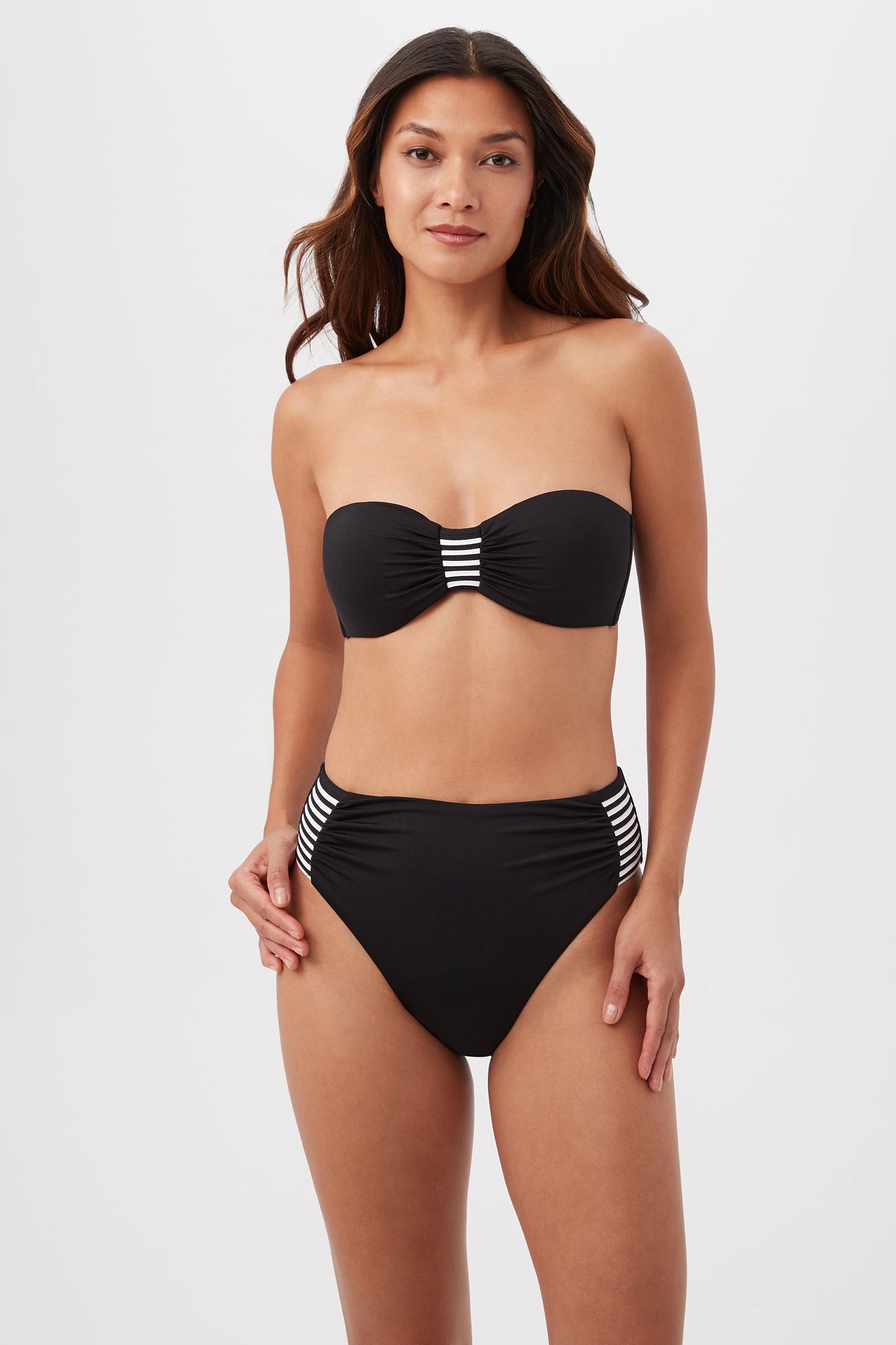 Trina Turk Monaco Pleated Tab Bandeau Swim Top