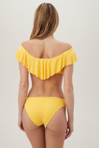 Trina Turk Women's Joplin Jacquard Off The Shoulder Ruffle Bandeau Swim Top