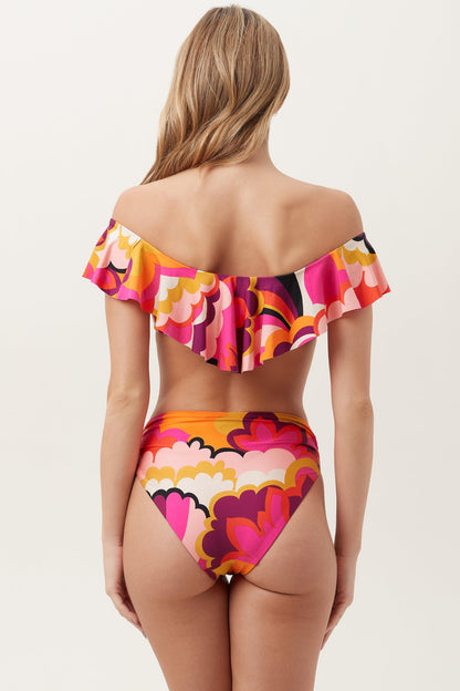 Trina Turk Women's Fan Faire Off The Shoulder Ruffle Bandeau Swim Top