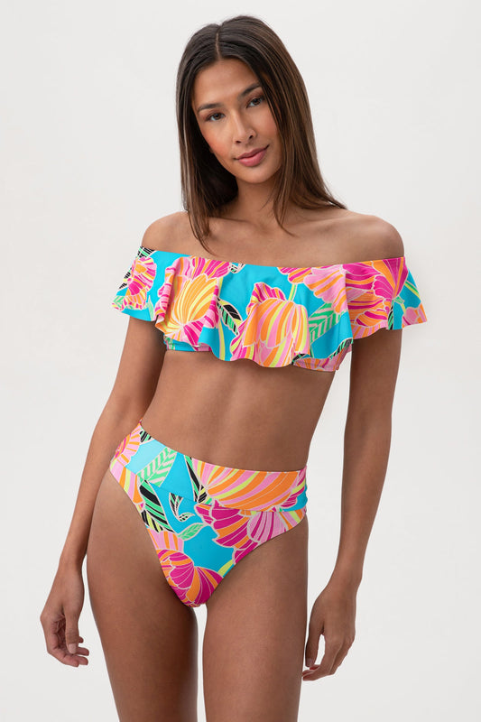 Trina Turk Women's Poppy Off The Shoulder Ruffle Bandeau Swim Top