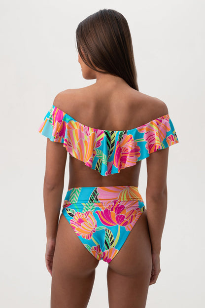 Trina Turk Women's Poppy Off The Shoulder Ruffle Bandeau Swim Top