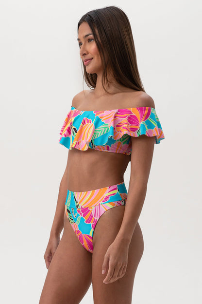 Trina Turk Women's Poppy Off The Shoulder Ruffle Bandeau Swim Top