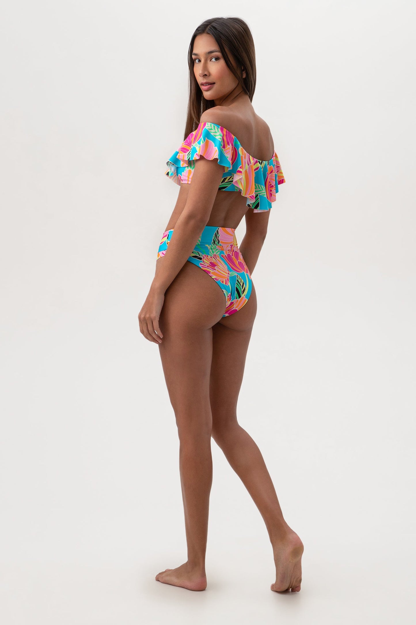 Trina Turk Women's Poppy Off The Shoulder Ruffle Bandeau Swim Top