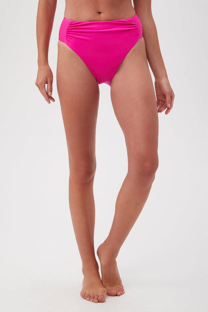 Trina Turk Monaco Pleated High-Waist Bikini Bottom