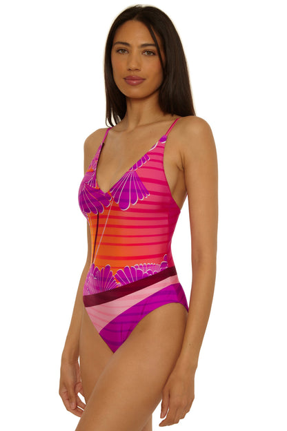 Trina Turk V-Neck One-Piece Swimsuit - Rhodes