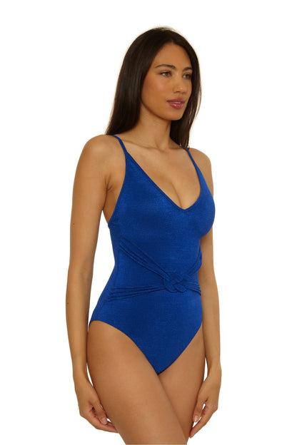 Trina Turk Braided Belt One-Piece Swimsuit - Crete Crepe