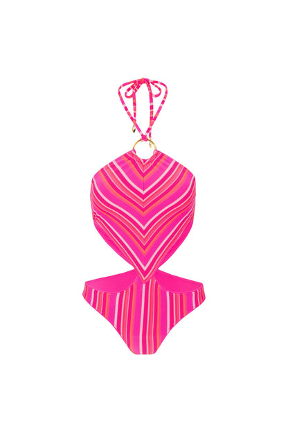 Trina Turk Women's Marai Ring Halter Cutout One Piece Swimsuit