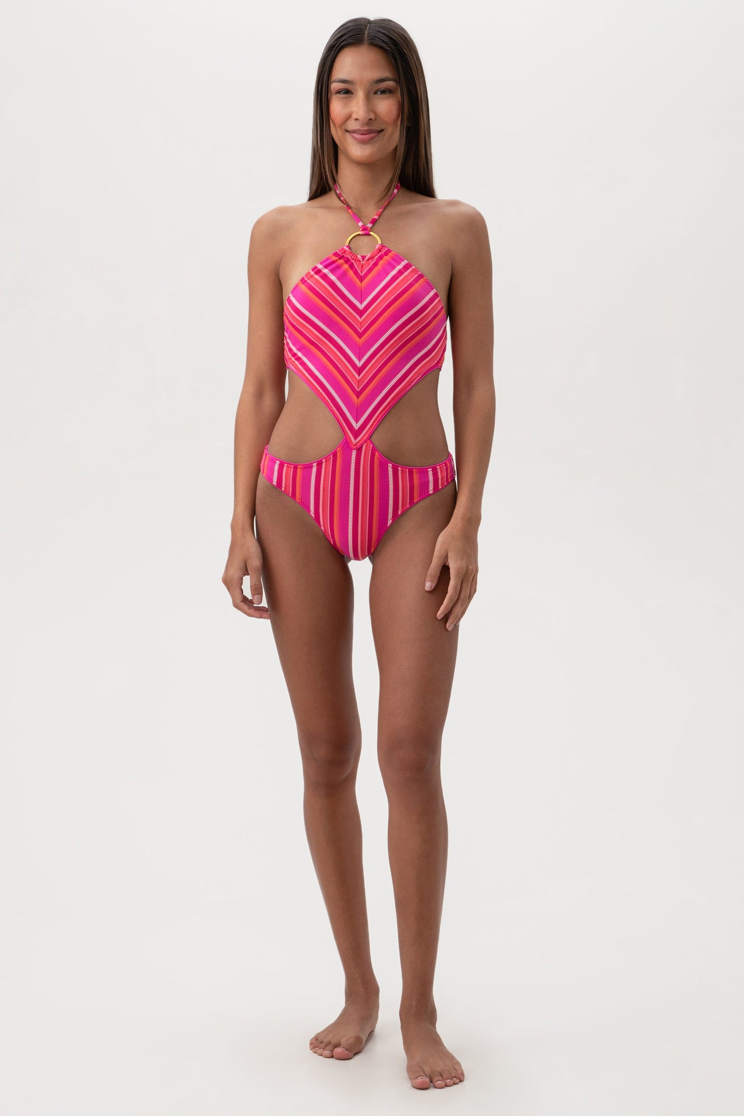 Trina Turk Women's Marai Ring Halter Cutout One Piece Swimsuit