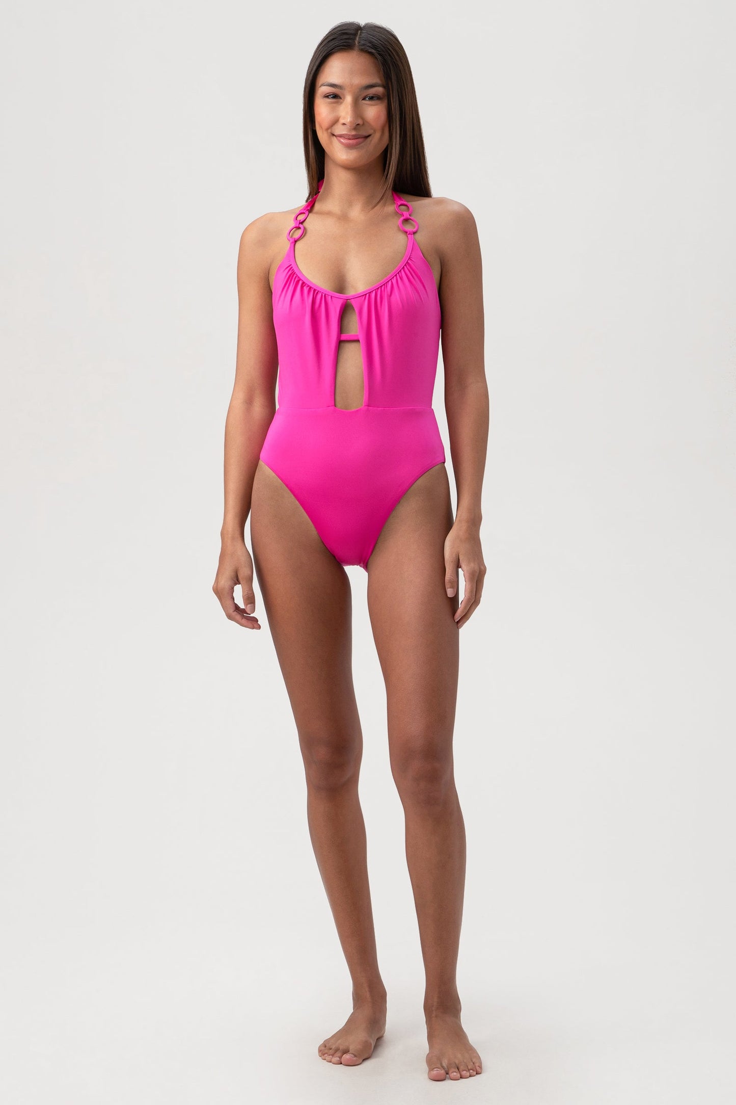 Trina Turk Women's Monaco Scoop Neck Cutout Halter One Piece Swimsuit