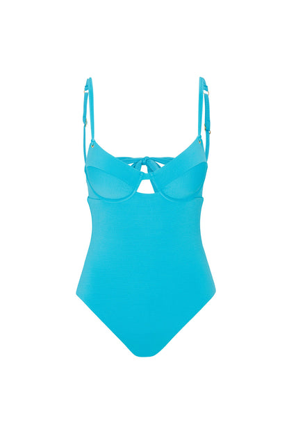 Trina Turk Women's Ripple Rib Underwire Bra One Piece Swimsuit