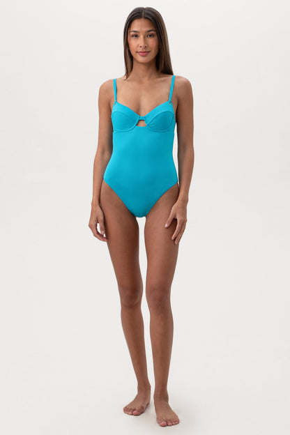 Trina Turk Women's Ripple Rib Underwire Bra One Piece Swimsuit