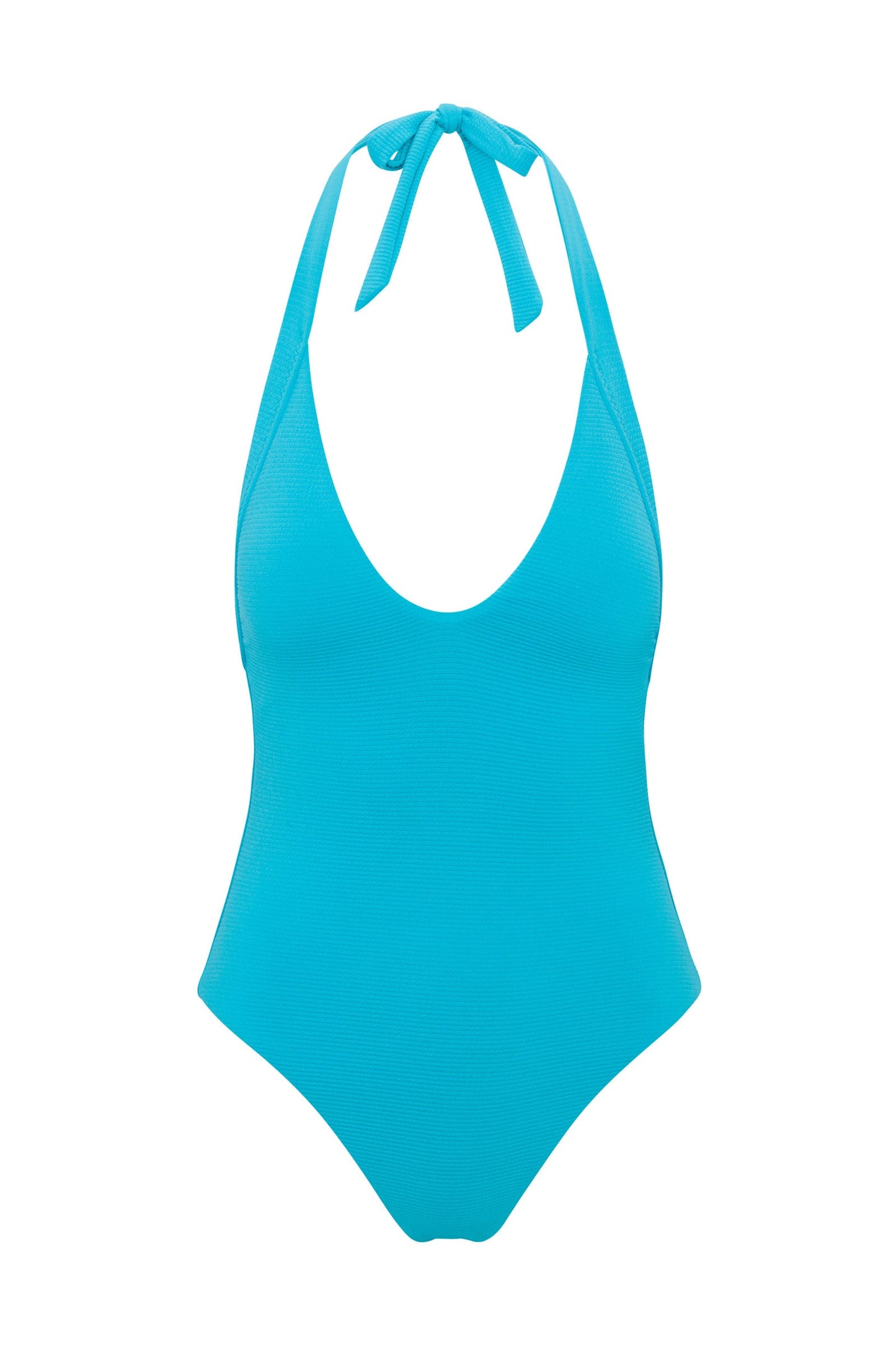 Trina Turk Women's Ripple Rib Halter Plunge One Piece Swimsuit