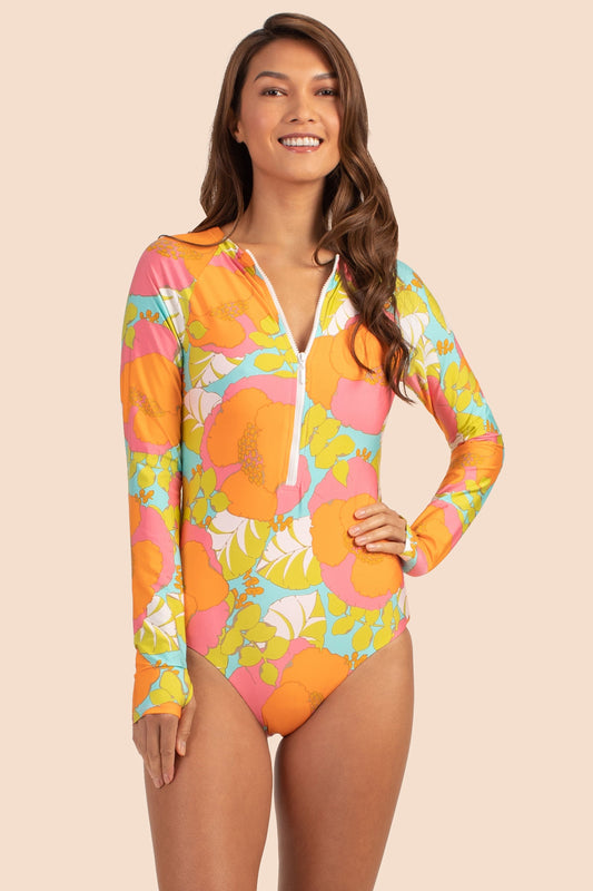 Trina Turk Half Zip Long Sleeve Paddle Suit