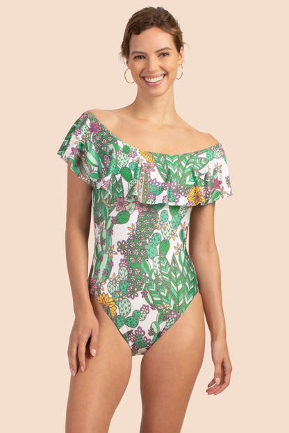 Trina Turk Off The Shoulder Ruffle One Piece