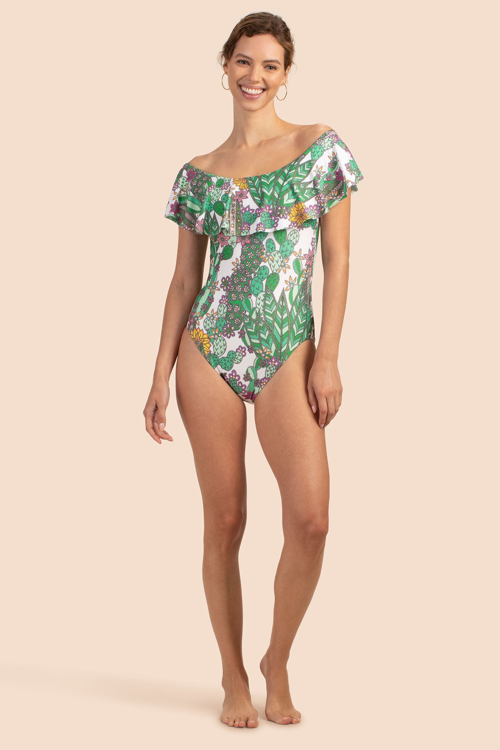 Trina Turk Off The Shoulder Ruffle One Piece