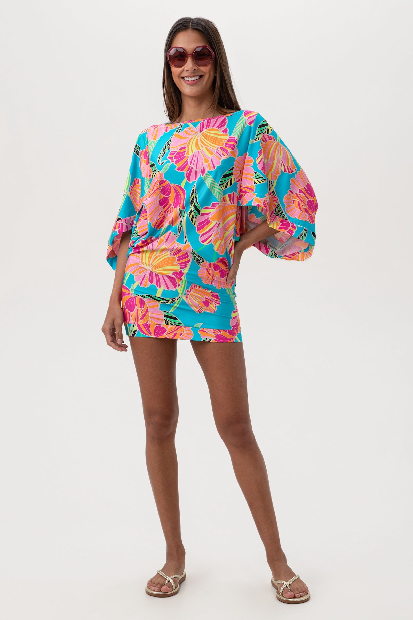 Trina Turk Women's Poppy Boatneck Tunic Swim Cover-Up Dress