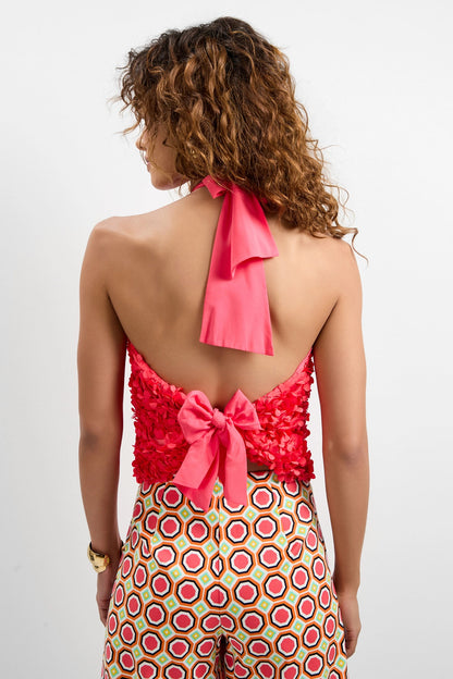 Trina Turk Tamika 3D Floral Halter Top