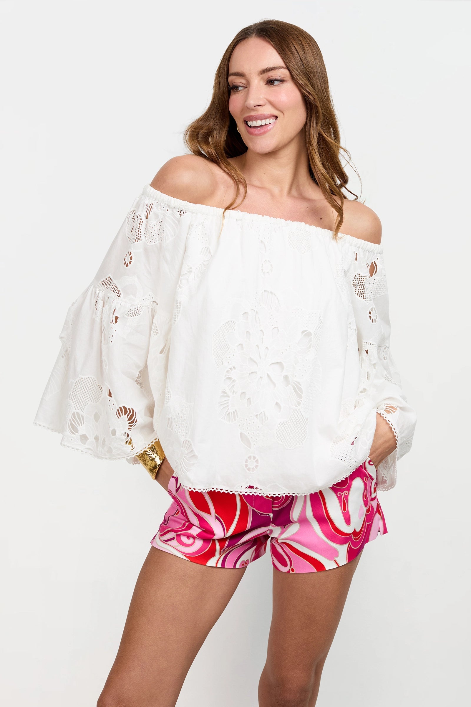 Trina Turk Perry Off-Shoulder Top